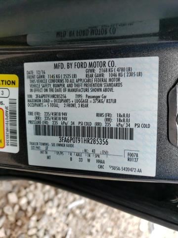 Photo 11 VIN: 3FA6P0T91HR285356 - FORD FUSION SE 