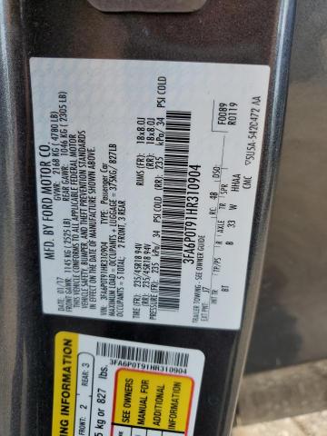 Photo 11 VIN: 3FA6P0T91HR310904 - FORD FUSION SE 