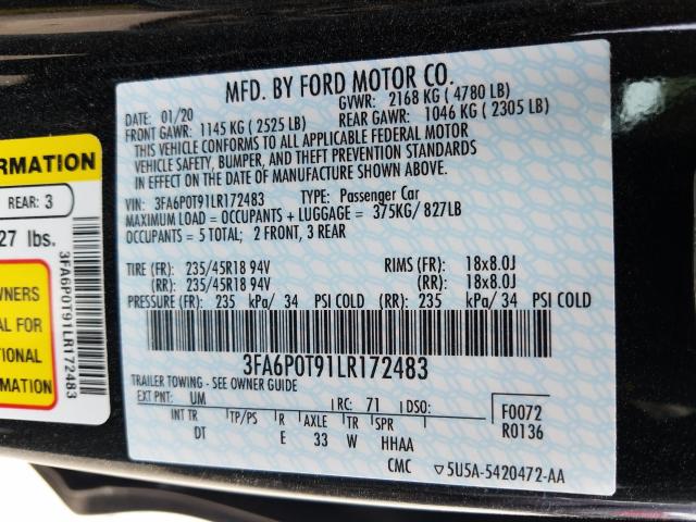 Photo 9 VIN: 3FA6P0T91LR172483 - FORD FUSION SE 