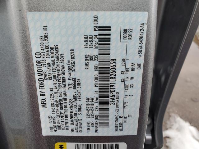 Photo 11 VIN: 3FA6P0T91LR260658 - FORD FUSION SE 