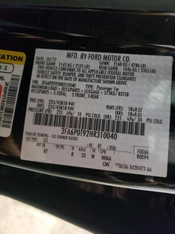 Photo 9 VIN: 3FA6P0T92HR310040 - FORD FUSION SE 