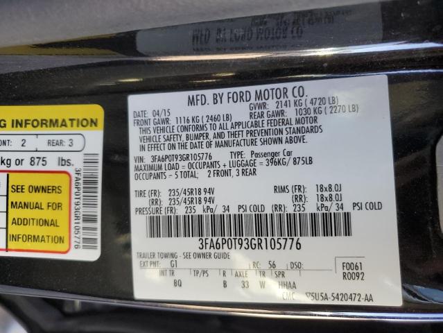 Photo 11 VIN: 3FA6P0T93GR105776 - FORD FUSION 