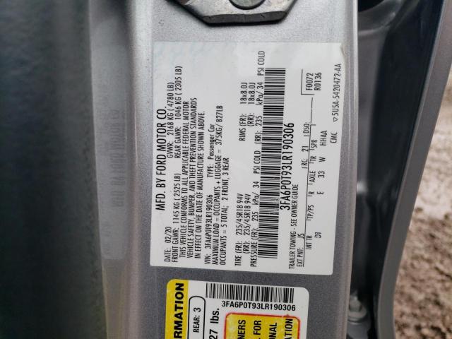 Photo 11 VIN: 3FA6P0T93LR190306 - FORD FUSION 