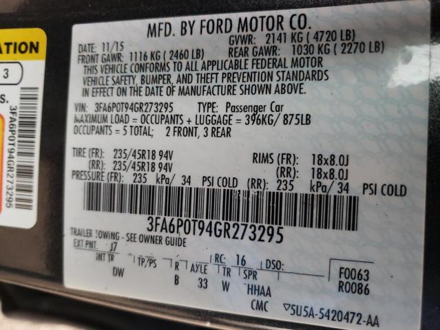 Photo 9 VIN: 3FA6P0T94GR273295 - FORD FUSION SE 