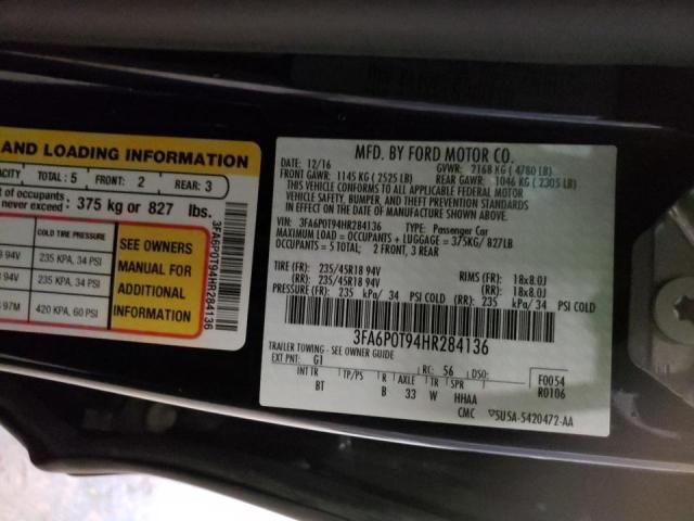 Photo 9 VIN: 3FA6P0T94HR284136 - FORD FUSION SE 