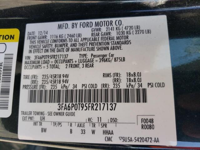 Photo 11 VIN: 3FA6P0T95FR217137 - FORD FUSION SE 