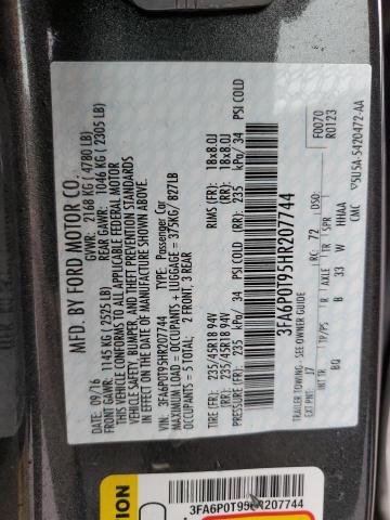 Photo 11 VIN: 3FA6P0T95HR207744 - FORD FUSION 