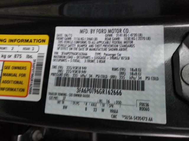 Photo 9 VIN: 3FA6P0T96GR162666 - FORD FUSION 