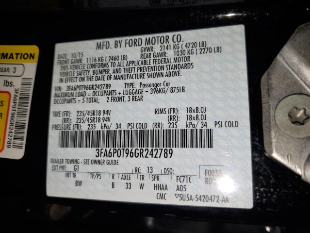 Photo 11 VIN: 3FA6P0T96GR242789 - FORD FUSION SE 