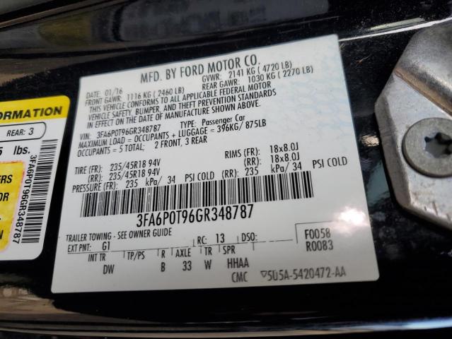 Photo 11 VIN: 3FA6P0T96GR348787 - FORD FUSION 