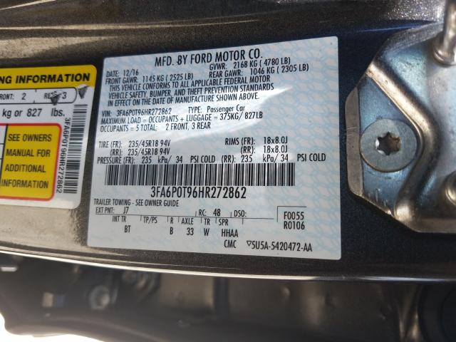 Photo 9 VIN: 3FA6P0T96HR272862 - FORD FUSION SE 