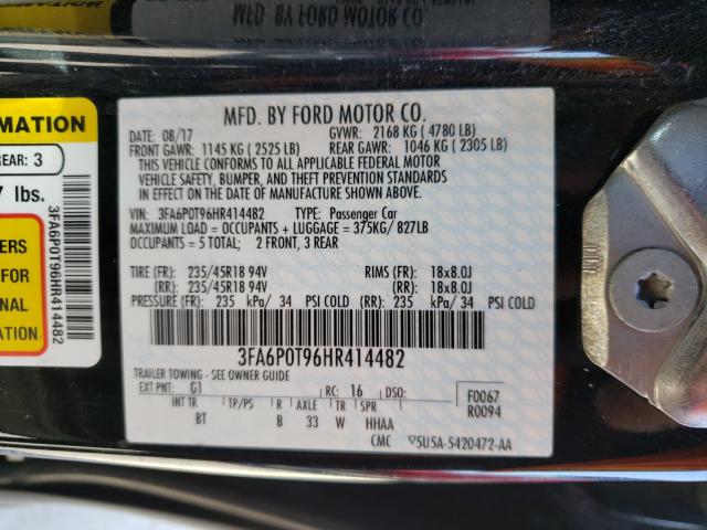 Photo 9 VIN: 3FA6P0T96HR414482 - FORD FUSION SE 