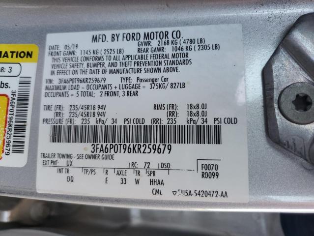 Photo 12 VIN: 3FA6P0T96KR259679 - FORD FUSION 