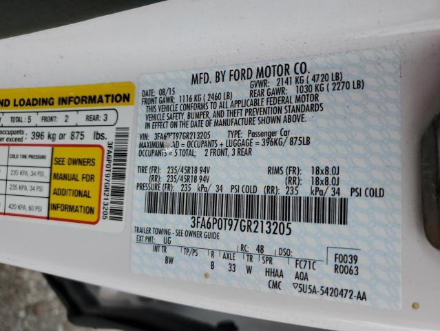 Photo 11 VIN: 3FA6P0T97GR213205 - FORD FUSION 