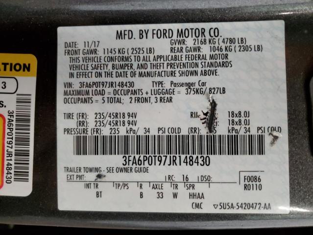 Photo 12 VIN: 3FA6P0T97JR148430 - FORD FUSION SE 