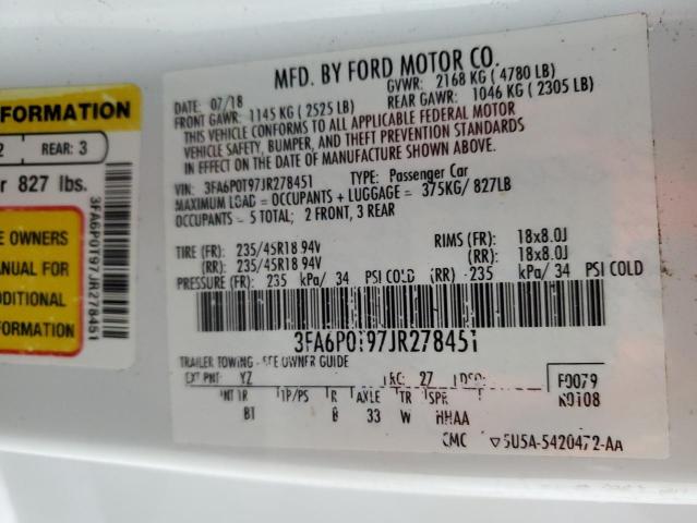 Photo 11 VIN: 3FA6P0T97JR278451 - FORD FUSION 