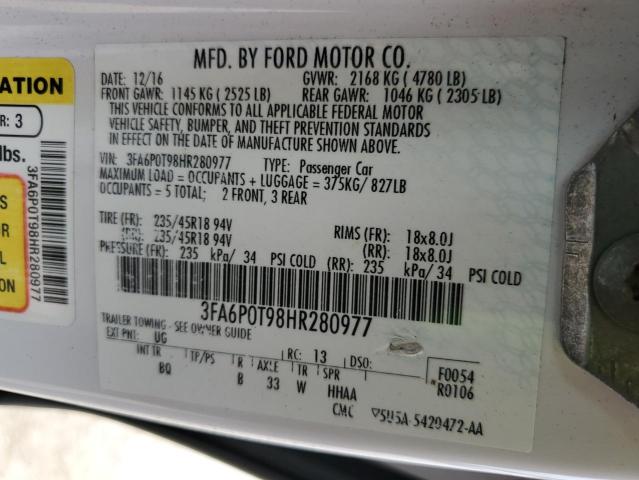 Photo 11 VIN: 3FA6P0T98HR280977 - FORD FUSION SE 