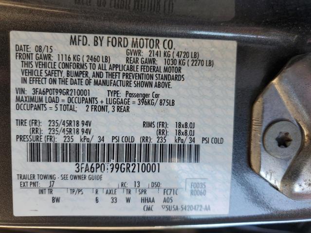 Photo 9 VIN: 3FA6P0T99GR210001 - FORD FUSION SE 