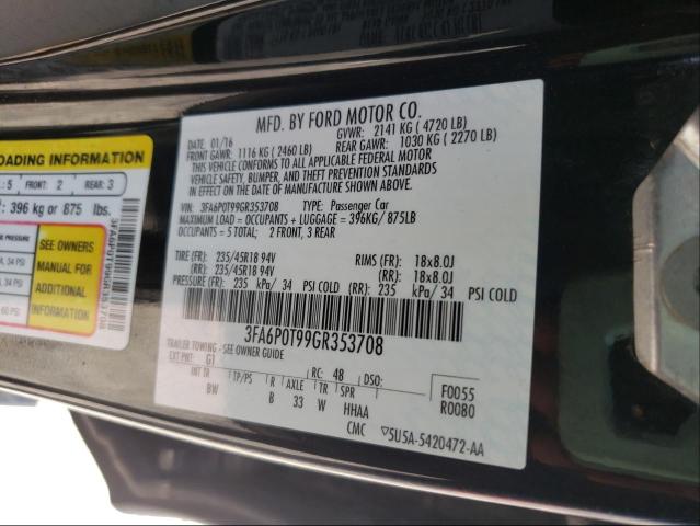 Photo 9 VIN: 3FA6P0T99GR353708 - FORD FUSION SE 