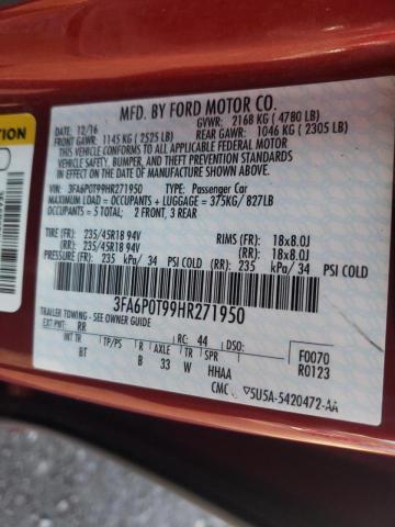 Photo 9 VIN: 3FA6P0T99HR271950 - FORD FUSION SE 