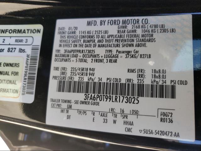 Photo 9 VIN: 3FA6P0T99LR173025 - FORD FUSION SE 