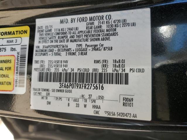 Photo 11 VIN: 3FA6P0T9XFR275616 - FORD FUSION SE 