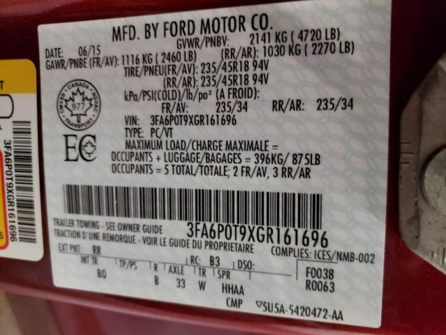 Photo 9 VIN: 3FA6P0T9XGR161696 - FORD FUSION SE 