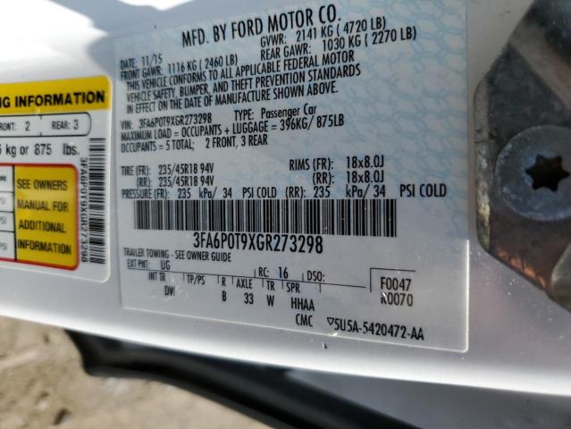 Photo 9 VIN: 3FA6P0T9XGR273298 - FORD FUSION SE 