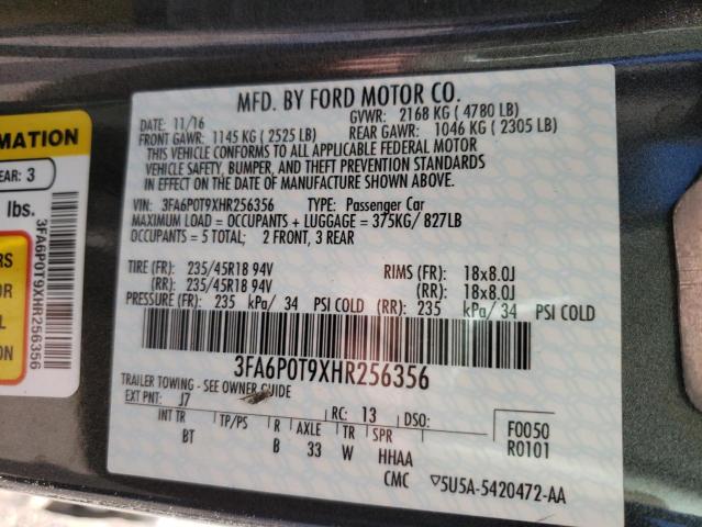 Photo 11 VIN: 3FA6P0T9XHR256356 - FORD FUSION 