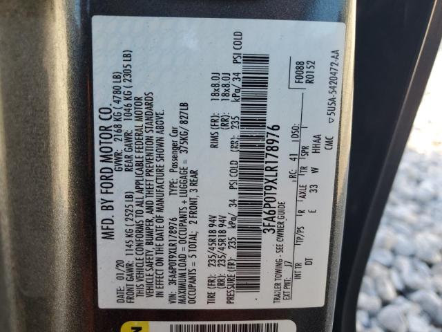 Photo 12 VIN: 3FA6P0T9XLR178976 - FORD FUSION SE 