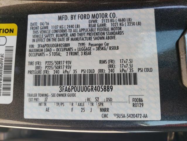 Photo 11 VIN: 3FA6P0UU0GR405889 - FORD FUSION S H 