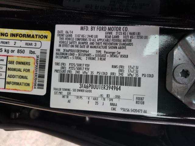 Photo 9 VIN: 3FA6P0UU1ER394964 - FORD FUSION S H 