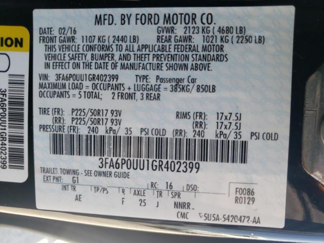 Photo 11 VIN: 3FA6P0UU1GR402399 - FORD FUSION S H 