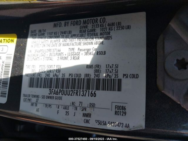 Photo 8 VIN: 3FA6P0UU2FR137166 - FORD FUSION HYBRID 