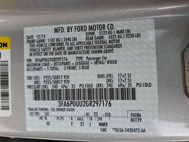 Photo 11 VIN: 3FA6P0UU2GR297176 - FORD FUSION 