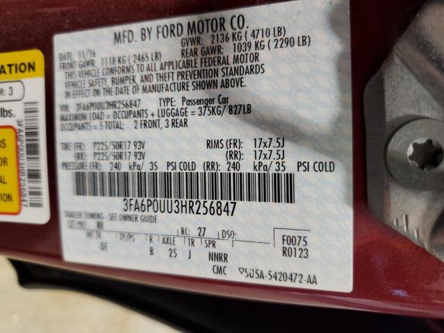 Photo 11 VIN: 3FA6P0UU3HR256847 - FORD FUSION 