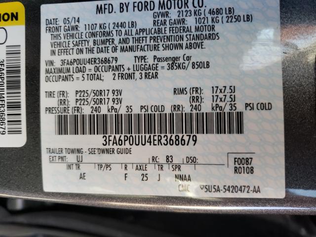 Photo 9 VIN: 3FA6P0UU4ER368679 - FORD FUSION 