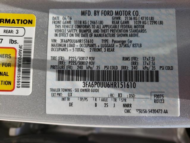 Photo 9 VIN: 3FA6P0UU6HR151610 - FORD FUSION S H 