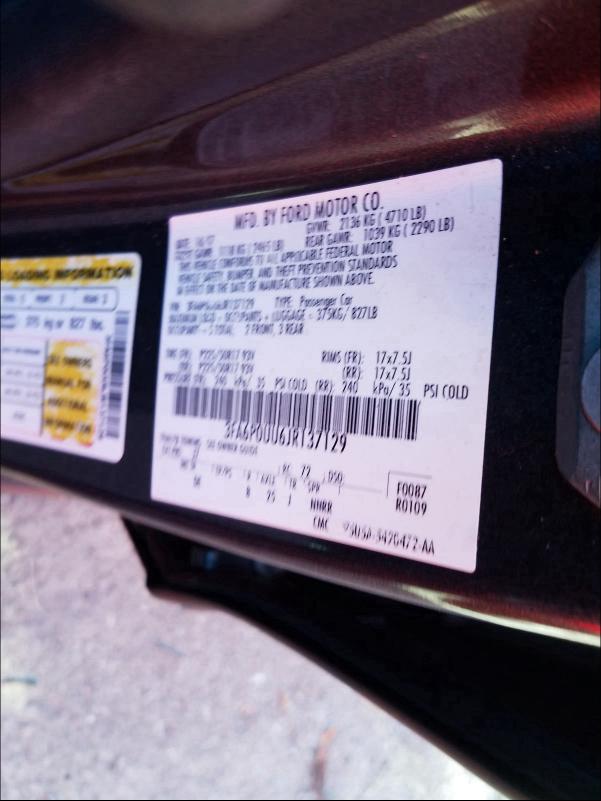 Photo 9 VIN: 3FA6P0UU6JR137129 - FORD FUSION S H 