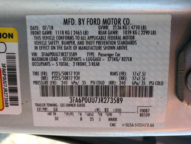 Photo 13 VIN: 3FA6P0UU7JR273589 - FORD FUSION S H 