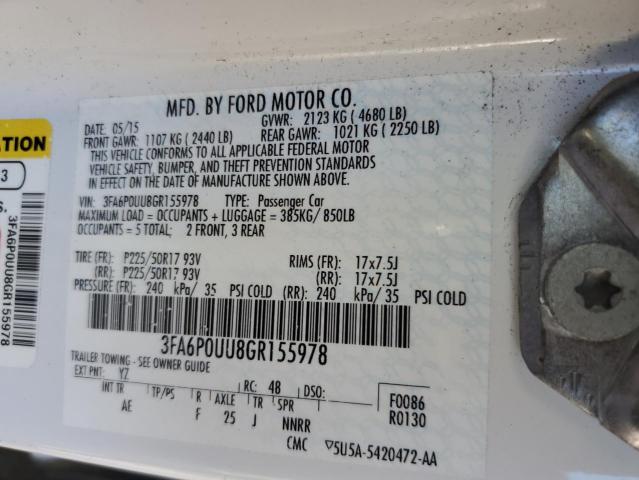 Photo 11 VIN: 3FA6P0UU8GR155978 - FORD FUSION 