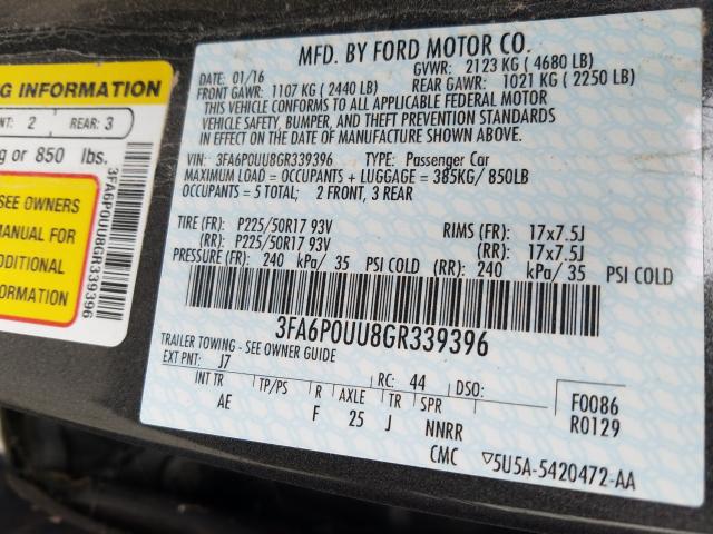 Photo 9 VIN: 3FA6P0UU8GR339396 - FORD FUSION S H 