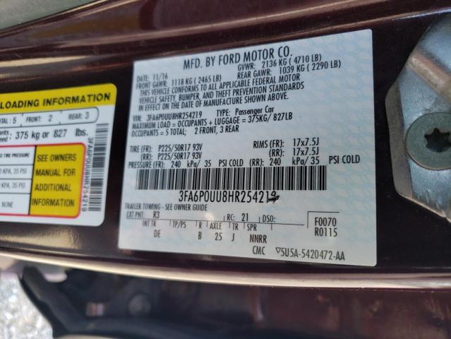 Photo 11 VIN: 3FA6P0UU8HR254219 - FORD FUSION S H 