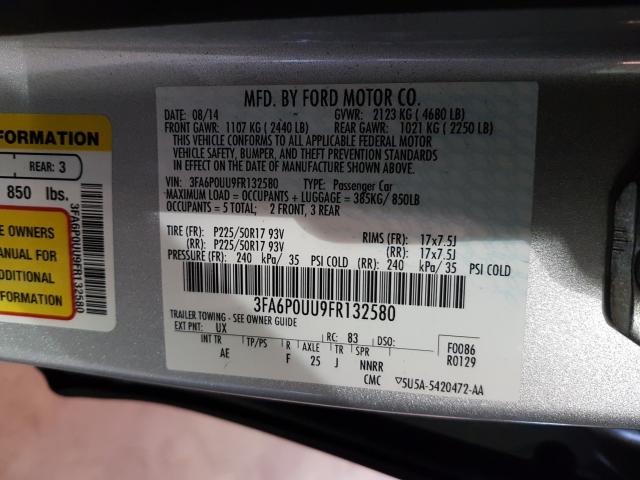 Photo 9 VIN: 3FA6P0UU9FR132580 - FORD FUSION S H 