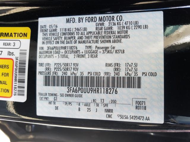 Photo 9 VIN: 3FA6P0UU9HR118276 - FORD FUSION S H 