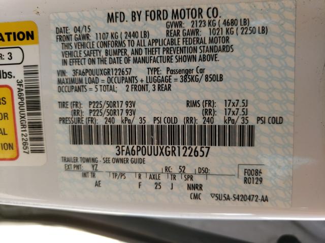 Photo 9 VIN: 3FA6P0UUXGR122657 - FORD FUSION S H 