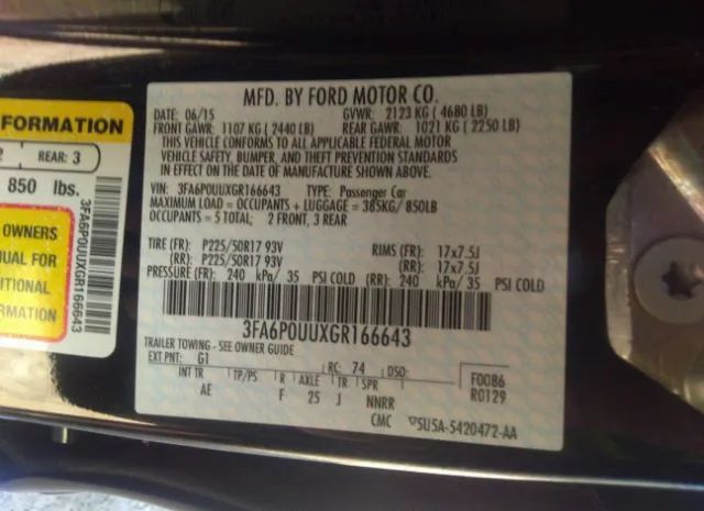 Photo 8 VIN: 3FA6P0UUXGR166643 - FORD FUSION 