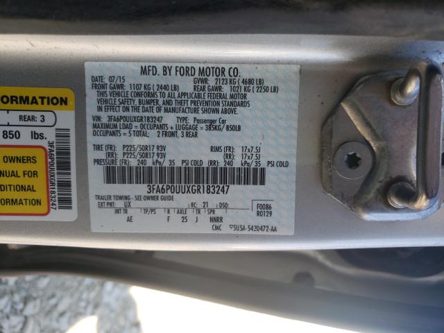 Photo 9 VIN: 3FA6P0UUXGR183247 - FORD FUSION S H 