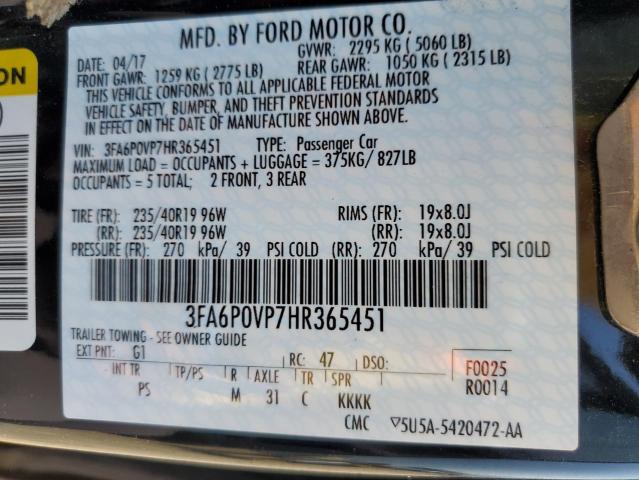 Photo 12 VIN: 3FA6P0VP7HR365451 - FORD FUSION SPO 