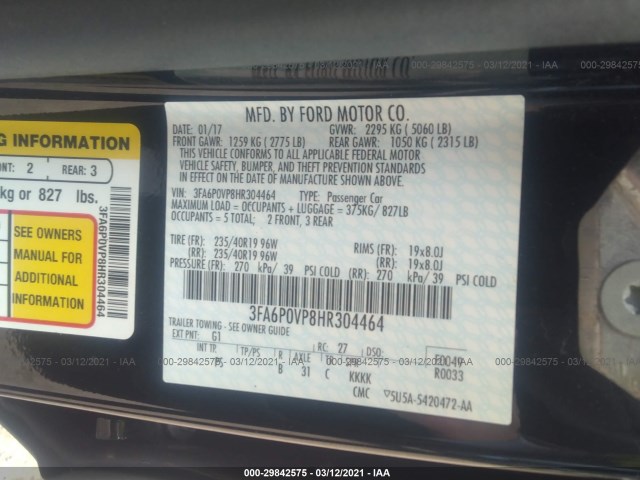 Photo 8 VIN: 3FA6P0VP8HR304464 - FORD FUSION 